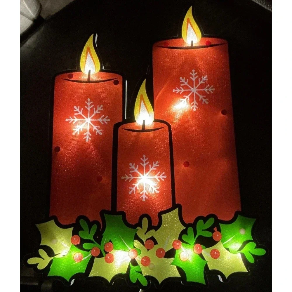 Holiday Time Shimmer Candles Indoor/Outdoor Christmas Light Up Window‎ Decor